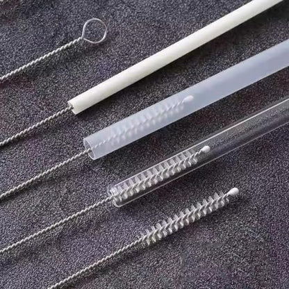 Straw Cleaning Brush Set, 10-Piece 8.2'' Stainless Steel Handle Straw Brush Set, Extra-Long Straw Brush Suitable for Glasses, Straw Cups, Water Bottles, and Tubes