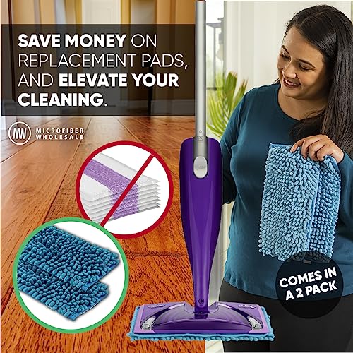 Microfiber Wholesale 10" Dry & Wet Mucho Mop Pads - Compatible with Swiffer Wet Jet - Reusable & Washable Microfiber Mop Heads, 2 Pack - size: 10" Pad