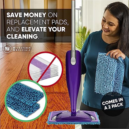 Microfiber Wholesale 10" Dry & Wet Mucho Mop Pads - Compatible with Swiffer Wet Jet - Reusable & Washable Microfiber Mop Heads, 2 Pack - size: 10" Pad