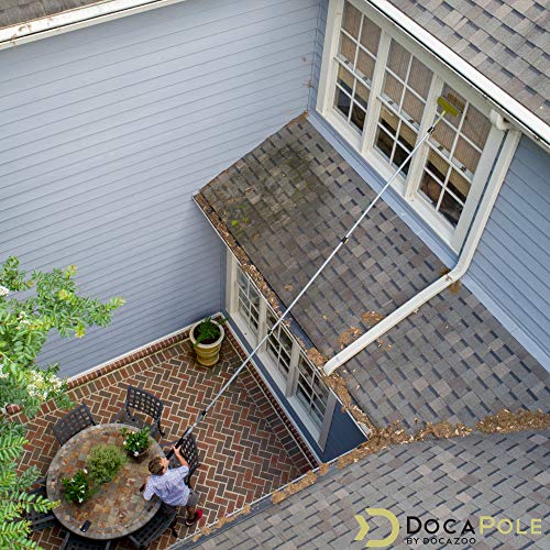 DOCA Telescoping Pole 7-30 Ft - Extension Pole for Cleaning, Feather Duster, Window Washing Kit, Paint Roller, Window Squeegee - High Reach Extendable Kit for Indoor & Outdoor - Squeegee Scrubber - size: 30 Ft, style: Squeegee Scrubber