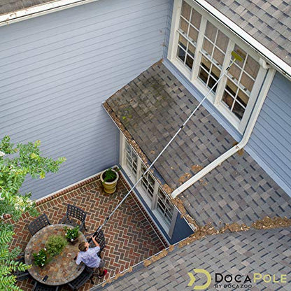 DOCA Telescoping Pole 7-30 Ft - Extension Pole for Cleaning, Feather Duster, Window Washing Kit, Paint Roller, Window Squeegee - High Reach Extendable Kit for Indoor & Outdoor - Squeegee Scrubber - size: 30 Ft, style: Squeegee Scrubber