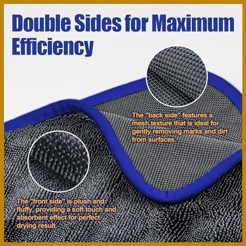 Airlab Microfiber Towels for Cars Wash Drying Extra Large Super Absorbent Cleaning Cloth Auto Detailing Ultra Soft, Lint-Free, Streak-Free, 35 x 24 Inch, Pack of 1, Grey-Blue, 600 GSM - color: 35 X 24 Inch, Pack of 1, Grey-blue, 600 Gsm