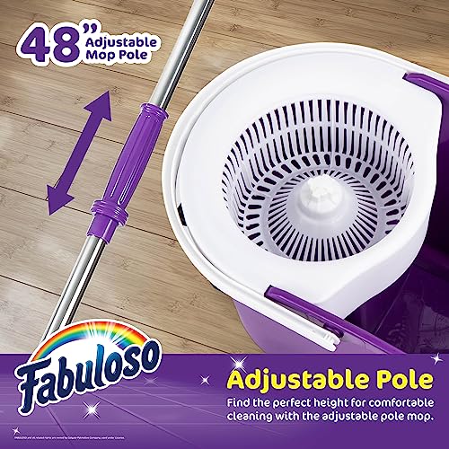 Fabuloso Spin Mop and Bucket Set, Hands-Free Pedal-Activated Spin Wringer, Adjustable Pole, Machine Washable and Replaceable Microfiber Mop Head, Works on All Hard Floor Surfaces - size: Spin Mop and Bucket