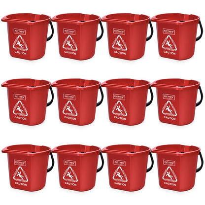 Matthew Cleaning 4.2 Gallon Mop Bucket, Heavy Duty Plastic Cleaning Bucket with Built-in Pour Spout, Mop Holder and Comfort Grip Handle, House and Commercial Cleaning Supplies, Case Pack 12 Pcs Red - color: Red, size: Case Pack - 12 Pcs
