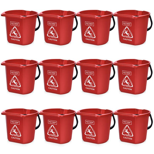 Matthew Cleaning 4.2 Gallon Mop Bucket, Heavy Duty Plastic Cleaning Bucket with Built-in Pour Spout, Mop Holder and Comfort Grip Handle, House and Commercial Cleaning Supplies, Case Pack 12 Pcs Red - color: Red, size: Case Pack - 12 Pcs