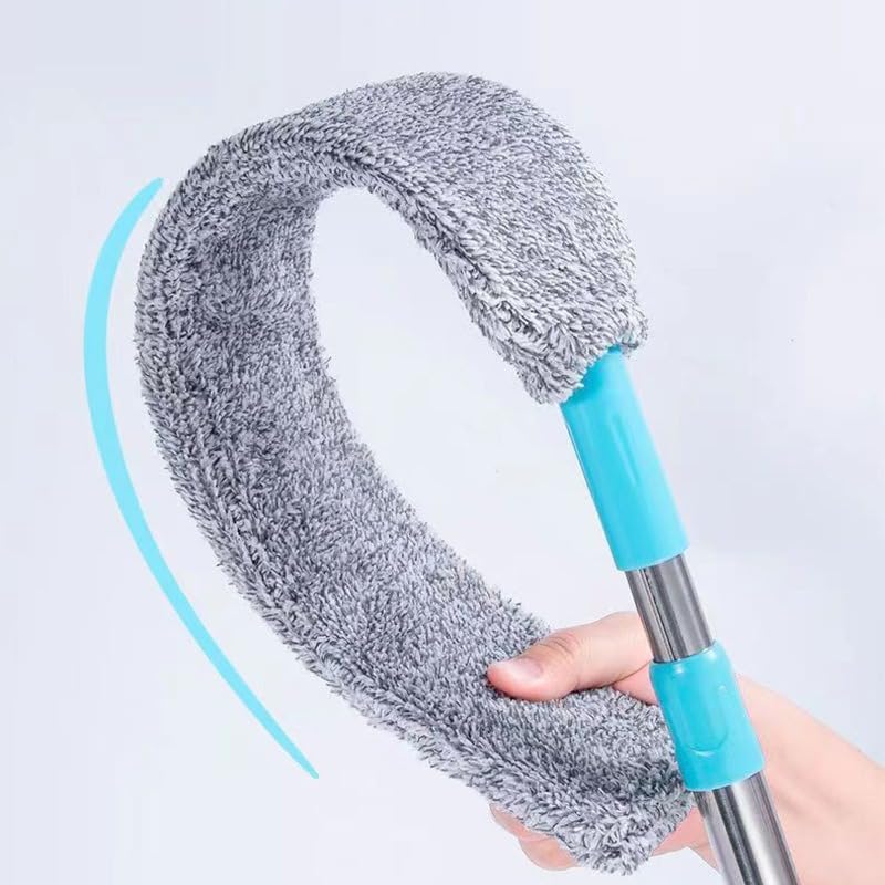 Flat Duster for Under Appliances, Retractable Gap Dust Cleaning Artifact,Bendable Microfiber Duster,Flat Duster with Extension Pole,Under Fridge Cleaning Tool (1 Set+1 Replacement Head) - color: 1 Set+1 Replacement Head