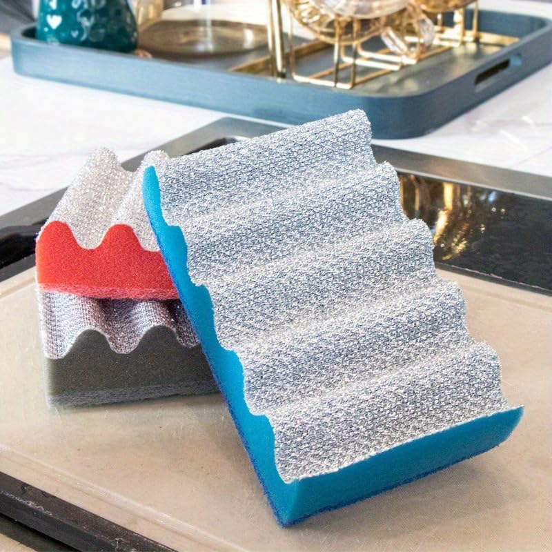 Heavy Duty Dual-Sided Scrub Pads, Coarse Grit & Non-Scratch Scrubber for Outdoor Grill, Kitchen Sink, Metal Griddle, Rust Resistant Multi-Color PVC Pads