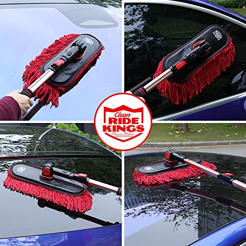 Car Duster Exterior Scratch Free,Car Dust Brush with Extendable Telescoping Handle to Remove Pollen,Dusters for Truck,RV and Motorcycle,Large Mop Head, Wax Cotton Hair，Auto Care - color: Carduster1-2