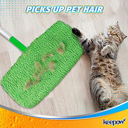 KEEPOW Reusable Mop Pads Compatible with Swiffer Sweeper Mop, Dry Sweeping Cloths for Swiffer Pads, 8 Pack Washable Microfiber Wet Mopping Cloth Refills for Surface/Hardwood Floor Cleaning - color: 8 Pack Green
