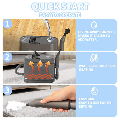 Steam Cleaner for Home, Pressurized Portable Handheld & Mop 2-in-1 Steamer for Cleaning with 10 pcs Accessories for Multi-Surface Cleaning, Floors, Tiles, Grout, Kitchen, Bathroom, Couch