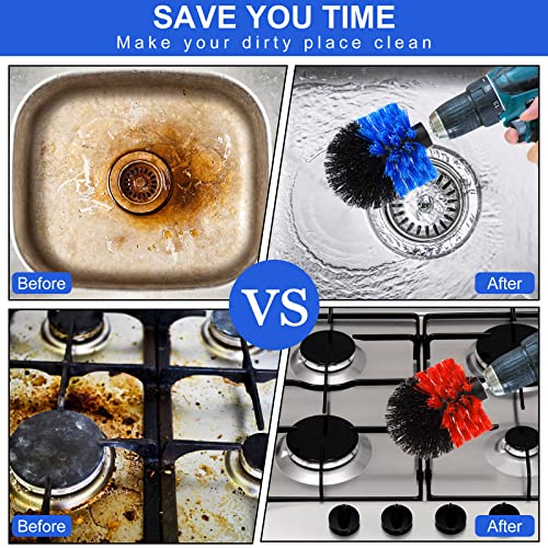 Drill Brush Nylon Drill Brush Attachment Electric Power Scrubber Scrub Brush Multi Purpose Cleaning Supplies for Drill Bathroom Surfaces Tub Grout Shower Kitchen Tile Auto Car (Multicolor, 6 Pcs)