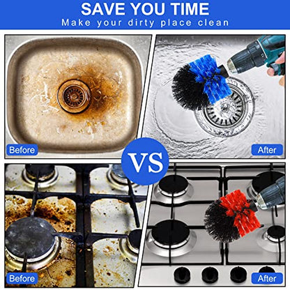 Drill Brush Nylon Drill Brush Attachment Electric Power Scrubber Scrub Brush Multi Purpose Cleaning Supplies for Drill Bathroom Surfaces Tub Grout Shower Kitchen Tile Auto Car (Multicolor, 6 Pcs)
