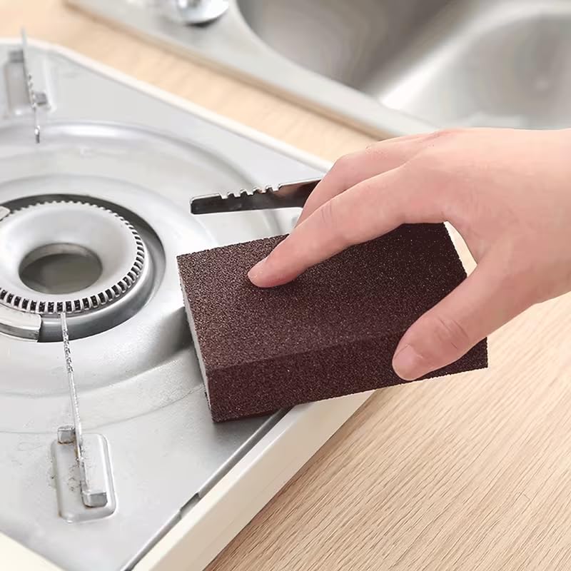 4pcs Heavy Duty Diamond Sand Pot Scrubber - Abrasive Block for Grease, Burnt Food, Pots, Pans, Grills, Sinks - Non-Scratch Kitchen Cleaning Pad for Home & Commercial Use 0.98"x2.76"x3.94"