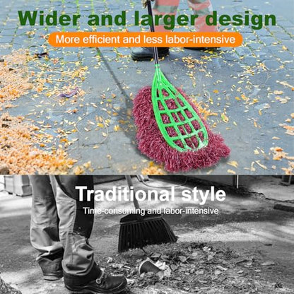 Outdoor Broom Heavy Duty, Adjustable Handle Wide Coverage Broom, Lightweight Plastic Broom for Factory, Office, Patio, Yard & Garden Cleaning