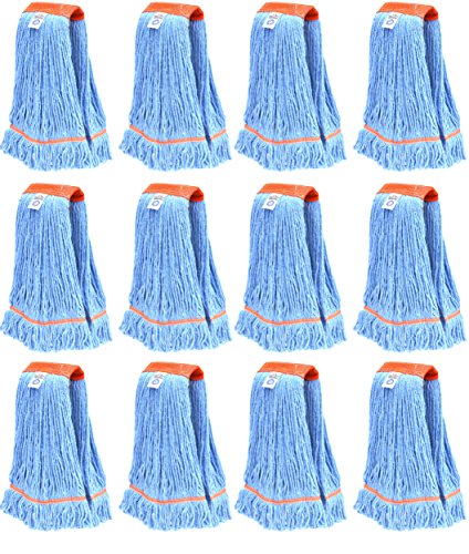 Nine Forty 12-Pack Industrial and Commercial-Grade Looped End Wet Mop Head Refill - Heavy Duty 20 Inch 4-Ply Premium Synthetic Yarn - for Optimal Absorption and Durability - Blue (12 Pack, Large) - color: Blue (Pack of 12)