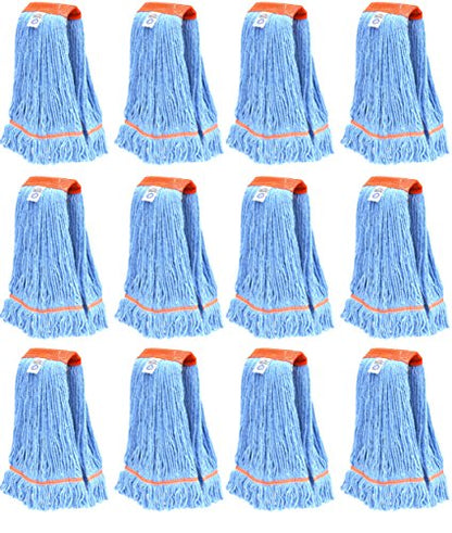 Nine Forty 12-Pack Industrial and Commercial-Grade Looped End Wet Mop Head Refill - Heavy Duty 20 Inch 4-Ply Premium Synthetic Yarn - for Optimal Absorption and Durability - Blue (12 Pack, Large) - color: Blue (Pack of 12)