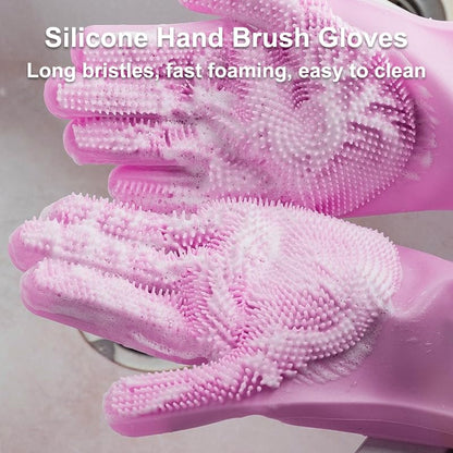 Kitchen Pot and Dish Washing Gloves, Made of Silicone, Household Cleaning Gloves for Home Use, Suitable for Kitchen Cleaning - color: Gray