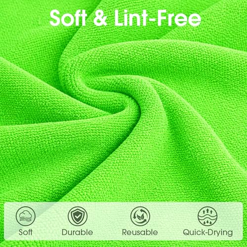 Microfiber Cleaning Cloth Roll - 100 Pack Tear Away Microfiber Paper Towels, Reusable, Washable, Scratch-Free, Kitchen Towels for Car, Home, Kitchen, Glass, Dishes (Neon Green) - color: Neon Green