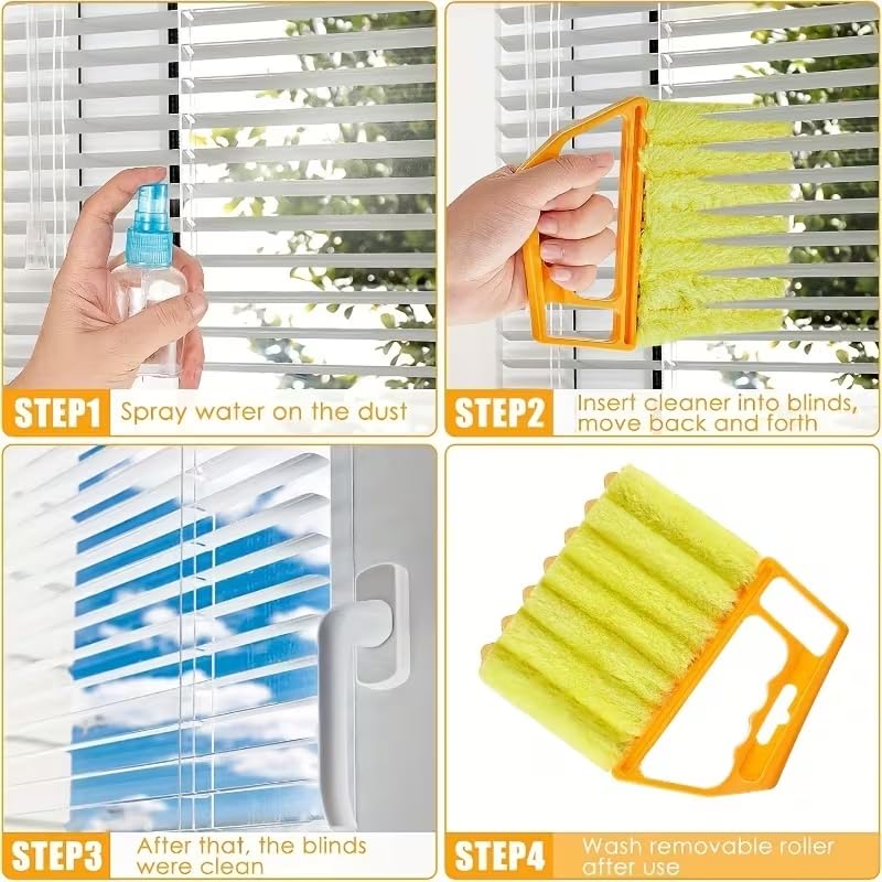2pcs Microfibers Washable Window Cleaning Brushes for Effortless Dust Collection and Blinds Cleaning, Yellow - color: Yellow