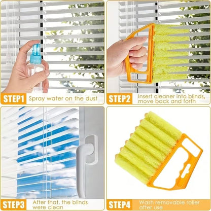 2pcs Microfibers Washable Window Cleaning Brushes for Effortless Dust Collection and Blinds Cleaning, Yellow - color: Yellow