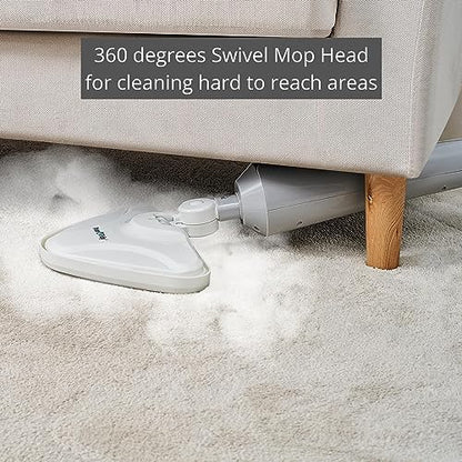 True & Tidy Multi-Surface Steam Mop with Machine Washable Microfiber Pads, Carpet Glider, Water Cup, Compatible with Most Floor Types, 1300watts (Steam Mop, Gray)