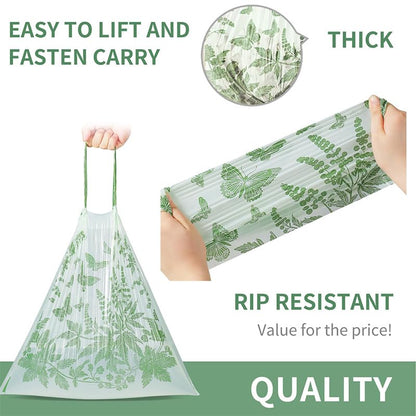 300 Count No-Tear Large Trash Bags Drawstring - Extra Thick Green Large Garbage Bags Unscented Strong Plastic Waste Basket Liners for Kitchen Car Office (45x45cm)