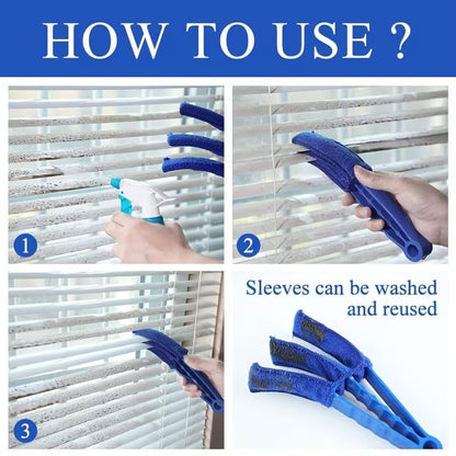 Reusable Cleaning Brush, Multi-Purpose Flexible Duster for Blinds, Curtains, Car Vents & Glass Surfaces, Washable with Detachable Head, Home Car Dusting Tool, 1PC, Blue