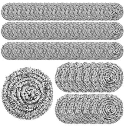 100 Pieces Stainless Steel Scrubber Bulk, 18G Heavy Duty Metal Scouring Pad for Kitchen, Bathroom, Oven, Grill, Pot, Pan Cleaning - Rust Resistant & Reusable
