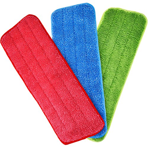 Shappy 3 Pack Reusable Microfiber Mop Pads Spray Mop Replacement Heads Cleaning Pad for Wet Dry Reveal Mops Pads for Floor Cleaning 16.5 x 5.5 Inch