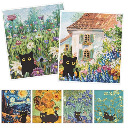 Swedish Dishcloths for Kitchen, 6PCS Black Cat Cellulose Sponge Reusable Paper Towels Washable, Absorbent Fast Drying Swedish Dish Cloth for Home Cleaning - style: Black Cat