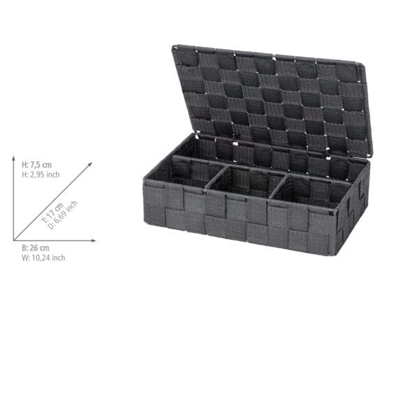 Wenko Adria Storage Basket, dark grey, 26 x 7 x 17 cm - color: Dark Grey