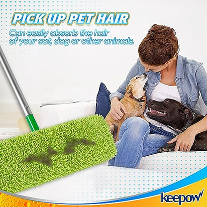 KEEPOW Reusable XL Mop Pads Compatible with Swiffer XL Sweeper, XL Dry Sweeping Cloths, XL Wet Mopping Cloths, Washable Microfiber XL Wet Pads Refills for Surface/Hardwood Floor Cleaning, 8 Pack - size: 8 Pack, Green