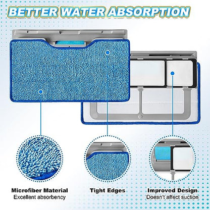 KEEPOW Reusable Mop Replacement Pads Compatible with Shark Vac Mop VM252 VM200 VM401 VM180 VM252GN VC205 VM250, Vacuum Mop Pads Refills for Hardwood Floor with Upgraded Dirt Chamber, Blue, 6+4+2 Pack - color: 6+4+2 Pack(blue)