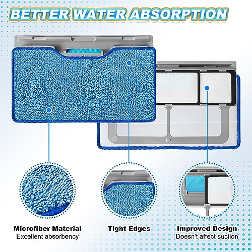 KEEPOW Reusable Mop Replacement Pads Compatible with Shark Vac Mop VM252 VM200 VM401 VM180 VM252GN VC205 VM250, Vacuum Mop Pads Refills for Hardwood Floor with Upgraded Dirt Chamber, Blue, 2+1+1 Pack - color: 2+1+1 Pack(blue)