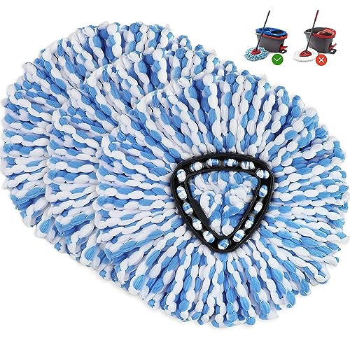 3 Pack Mop Replacement Heads for O-Ceda RinseClean Spin Mop, Microfiber Spin Mop Refills, Easy Cleaning Mop Head Replacement Refill - color: 3pc for Rinseclean Base