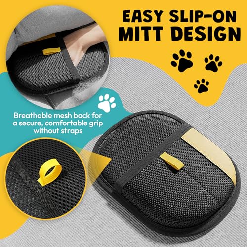 Pet Hair Remover Glove Set 2-Pack — Dog & Cat Grooming Glove, Pet Hair Remover for Furniture, Clothes & Car Seats, Reusable Lint Roller Alternative, Gift for Pet Owners