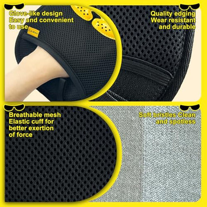 Pet Hair Removal Glove, Washable Reusable Cat Dog Fur Remover Mitt with Electrostatic Dual-Direction Surface for Couch, Sofa, Bedding, Rugs and Pet Beds(2pcs-Yellow Black) - color: 2pcs-Yellow Black