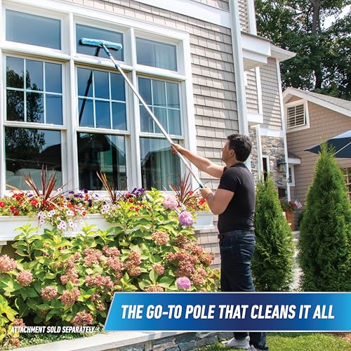 Unger Professional Connect and Clean 6’-12’ Aluminum Telescopic Extension Pole with Locking Cone and Quick-Flip Clamp, Compatible with Cleaning Tool Attachments, Indoor and Outdoor Use - size: 6 - 12 Foot
