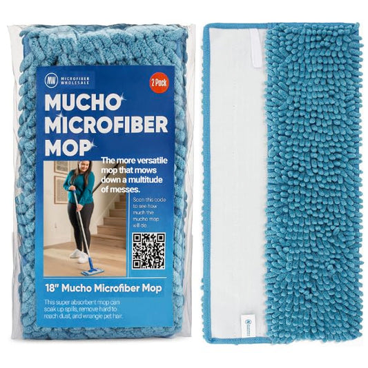 Microfiber Wholesale 18" Chenille Mucho Mop Pad - 2 Pack, Reusable & Washable Microfiber Mop Pads, Compatible with All 18" Flat Mops - size: 18" Pad