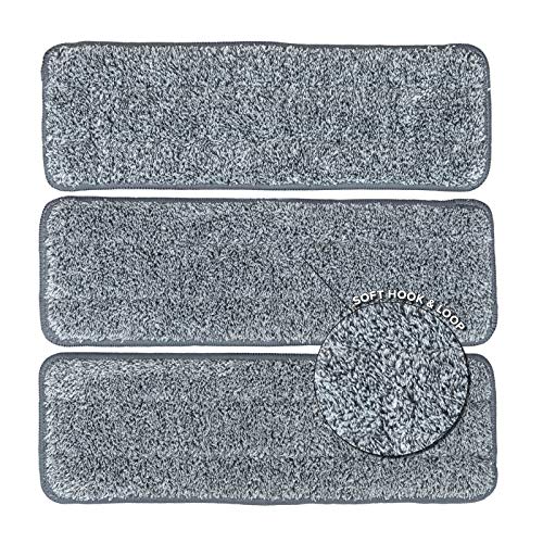 Micro Flat Mop 3-Pack Mop Replacement Head Refills - Microfiber Cleaning Pad - Use Wet or Dry - Reusable and Machine Washable Floor Mop Pads (3-Pack) - color: Replacement Heads (3-pack)
