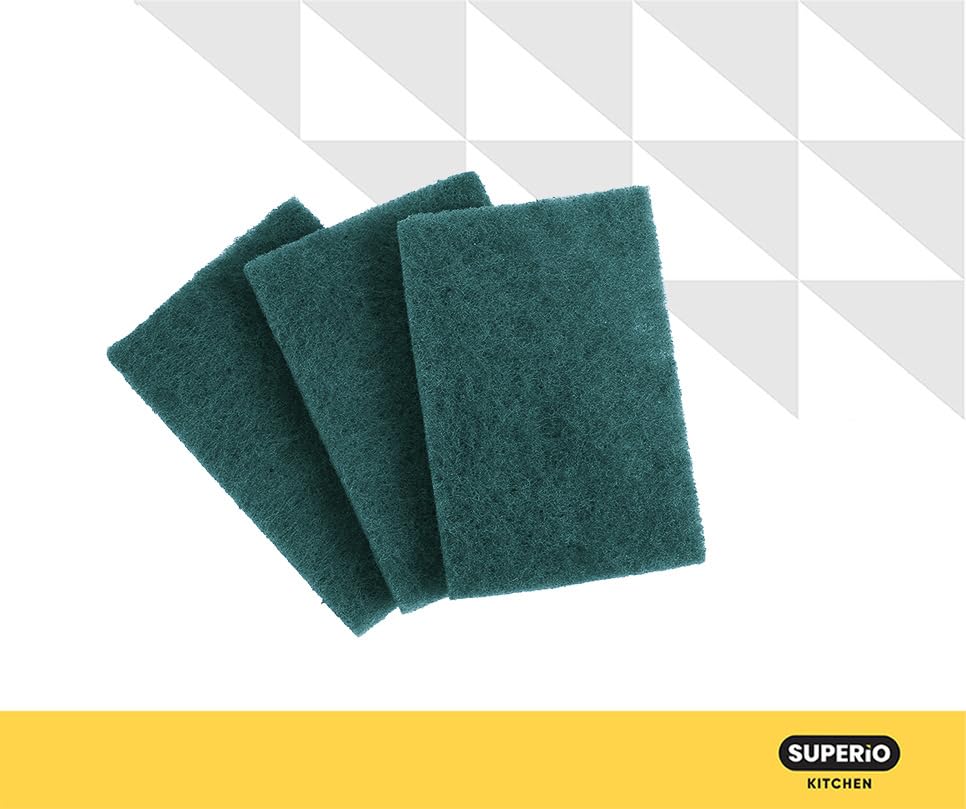 Scouring Pad Non-Scratching Scrubber Non-Scratch Cleaning Scrub Pads, Heavy Duty Scouring Pad, Reusable Kitchen Scrubbing Pad Pack of 5, Green, By Superio - size: 5-pack