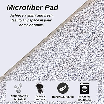 2 Pack Replacement Washable Cleaning Pads Compatible with Rhodium Floors Mop and Bucket Set - Mops Flat Replacement Heads for Floor Cleaning and Scrubbing