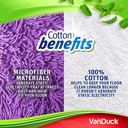 VanDuck Reusable 100% Cotton Mop Pads for Swiffer Sweeper (4-Pack) | Mop not included, reusable terry cloth mop covers, cotton replacement refills, machine washable wet mopping pads - color: Wet&dry (White), size: 4 Count (Pack of 1)