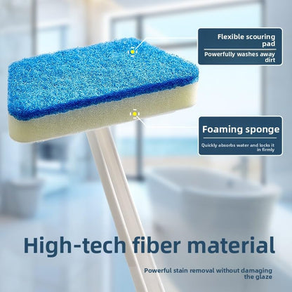 Adjustable Long Handled Tub Tile Scrubber Sponge Brush for Shower Bathroom Floor Cleaning - color: Black