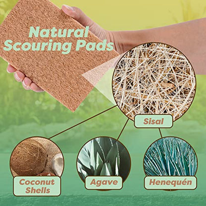 SCRUBIT 24 Natural Scouring Pads - Eco Friendly Scrubbing Pads for Kitchen Cleaning, Dishes, and Pots - Non-Scratch Kitchen Scrubbers - 100% Natural Sisal Fibers (24 Pack) - size: 24 Pack