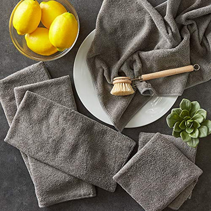 DII Cleaning Collection Soft Highly Absorbent Microfiber, Dishtowel Set, 16x24, Gray, 6 Piece - color: Gray, size: Dishtowel Set, 16x24"