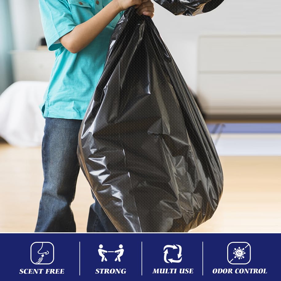 Teivio Black Large Trash Bags 40-45 Gallon 200 Count | Large Multipurpose | Fit 35,39,40,42,44,45 gallon Garbage Bin Liner | Kitchen | Lawn And Leaf Bags Outdoor Yard Waste Bag | Workshops Trash - size: 1 Count (Pack of 200), style: 200pcs-40 45 Gallon-Bl