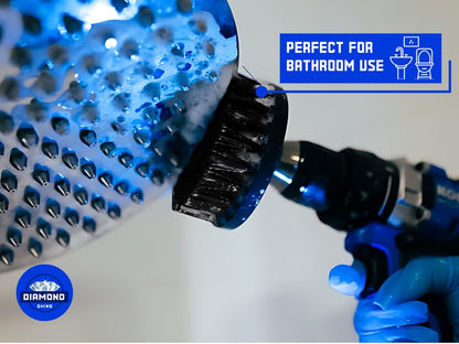 Diamond Shine Firm Drill Brush Cleaning Attachment with 6" Extension – 5" Coarse Nylon Power Scrubber for Tile, Grout, Floors, Carpet, Vehicles & Outdoor Surfaces