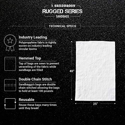 Sandbaggy Large Sandbags - Size: 25" x 40" - Thick Heavy Duty Contractor Bags, Heavy Duty Garbage Bags, Dumpster Bag, Construction Trash Bags, 6 mil (100 Bags) - size: 1 Count (Pack of 100)