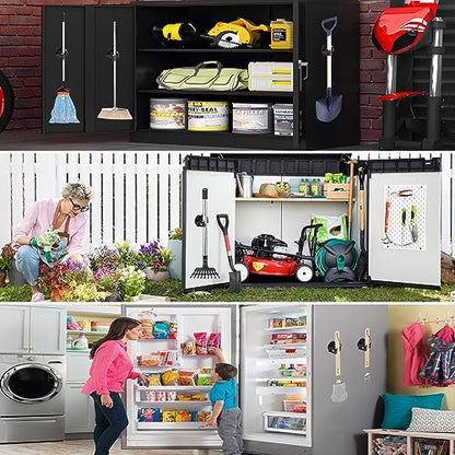 ULIBERMAGNET Magnetic Mop Broom Holder,Heavy Duty Movable Magnetic Broom Holder Rack,Anti-slip Wall Mounted Utility Storage Mop Shovel Hanger for Garage, Kitchen, Laundry, Garden(4 Pack/Black) - style: 12LB 4PCS Magnetic Mop Holder